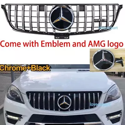 GT R Grille For Mercedes Benz W166 ML350 ML400 Grill 2012 13 2014 2015 W/Emblem • $126.89