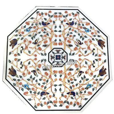36 Inches Marble Dining Table Top Marquetry Art Center Table From Cottage Crafts • $1680