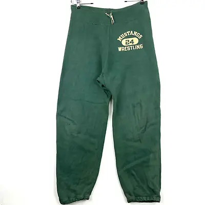 $140.24 • Buy Vintage Champion Mustangs Wrestling Sweat Pants Size Medium Green 50s