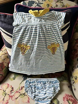 Baby Boden Dress + Bloomers 9-12 Months Blue Giraffe  • £2.50