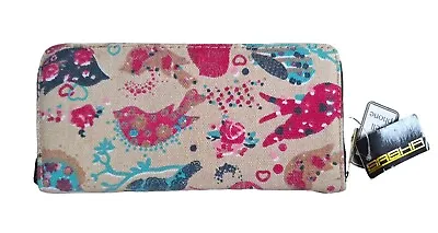 NWT Sasha Zip-around Canvas Wallet With Bird Design • £16.41