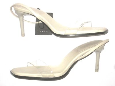 $9.99 • Buy Zara Sandal Heel Talon Beige Clear Strap Womens Size 6.5