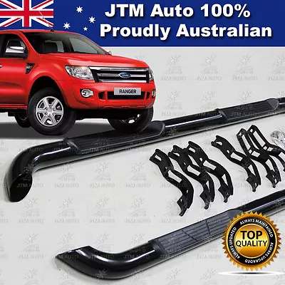 Ford Ranger T6 PX Dual Cab Running Boards Black Steel Side Steps 2011-2014 • $299