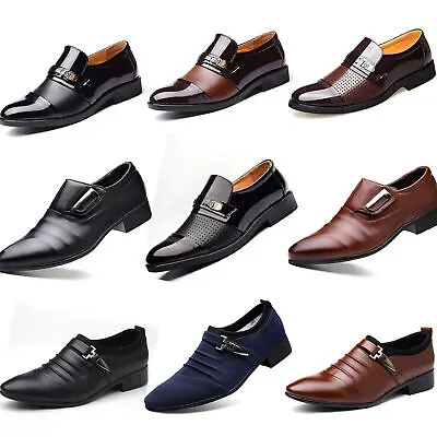 Mens Formal Business Shoes Smart Loafers Brogues Slip On Party Shoes Size 6-13 • £27.35