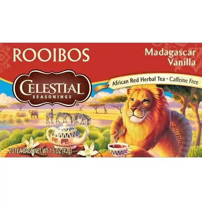 Celestial Seasonings African Red Herbal Tea Rooibos Madagascar Vanilla 20ct X 6 • $5