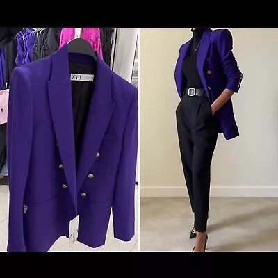 Zara Genuine Purple Tailored Blazer Jacket With Buttons Large L Nwot • $149