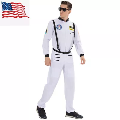 White Men’s Astronaut Costume Spaceman Suit Halloween Adult Costumes For Men US • $29.99