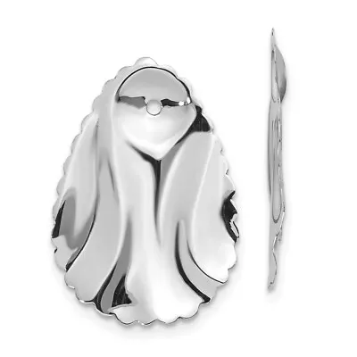 $151 • Buy 14k 14kt White Gold Polished Hammered Oval Earring Jackets 24mm X 16mm