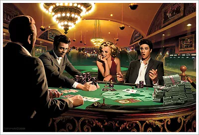 ROYAL FLUSH Legends Poker Game 24x36 POSTER - Elvis James Dean Marilyn Monroe+ • $39.99