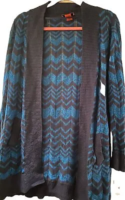 Missoni For Target Blue Chevron Long Sleeve Open Front Cardigan Sweater Large • $5