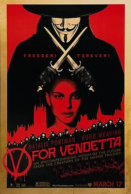 $12.97 • Buy 2006 V For Vendetta Movie Poster 11X17 Natalie Portman Hugo Weaving Evey 🩸🍿