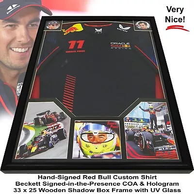 Sergio Perez Autographed Red Bull F1 Shirt Custom Framed W/ Beckett BAS COA • $649.95