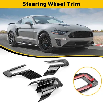 Interior Steering Wheel Cover Trim For 2015-2022 Ford Mustang Carbon Fiber Black • $15.99