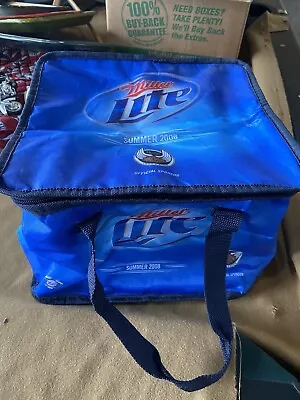 NWT Harley Davidson Miller Lite Beer Zip Top Can Bottle Blue White Large Cooler • $22.50