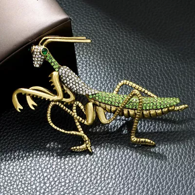 Large Green Color Mantis Brooch Unisex Women And Men Insect Pin Latest Style • $11.88