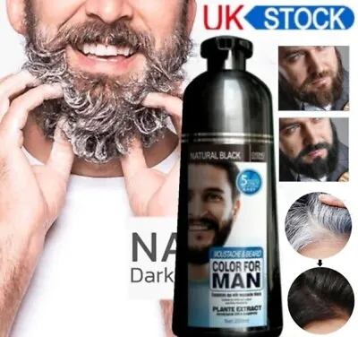 Men Colour Dye Gel Moustache Beard Shampoo- MOKERU Hair Beard Coloring Permanent • £10.25