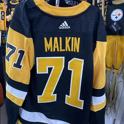 EVGENI MALKIN ADIDAS NHL Pittsburgh Penguins Malkin Black Jersey Size 56 • $70