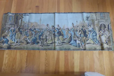 Antique Tapestry Made In Belgium Italian Scene On Canal 20 X 56 • $95