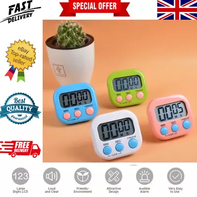 £3.78 • Buy Timer Count Large LCD Kitchen Cooking Digital Down Up Clock Loud Alarm Magnetic