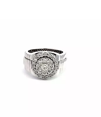 14K White GOLD MENS 1.26 TCW DIAMOND HEAVY ROLEX STYLE CLUSTER RING SIZE  • $1799.99