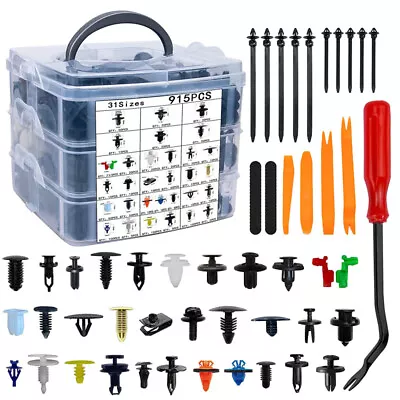 970Pcs Car Body Push Pin Rivet Trim Panel Fastener Clip Moulding Parts+Tools • $52.47