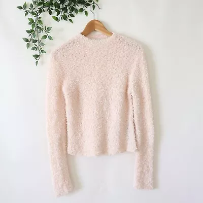 Zara Women's Pale Pink Long Sleeve Fuzzy Sweater Top Size Large • $12.98