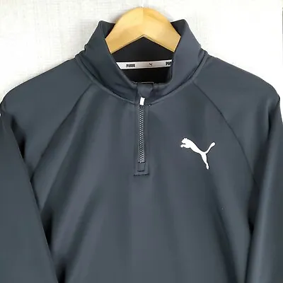 PUMA Size Large Mens 1/4 Zip Long Sleeve Performance Windshirt Black Jacket • $71