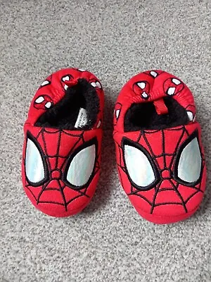 Boys Toddler Marvel Spiderman Slippers Size 5 Red Black • £9.99