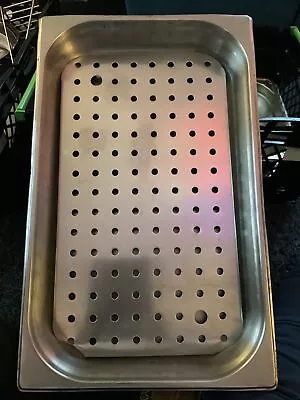 Gastronorm Stainless Steel Container Bain Marie Food Pan 52 * 32 * 6 + Drainer • £17.99