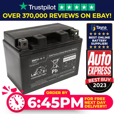 YTZ12S Leoch Powerstart AGM Motorcycle Battery LTZ12-4 • £35.34