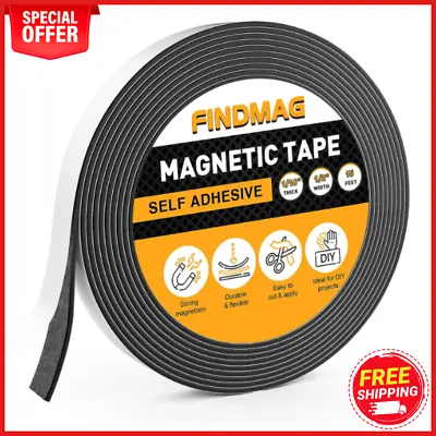 Magnetic Strip Tape 15Ft Flexible Roll Adhesive Backed Magnet Strong Sticky Back • $8.96