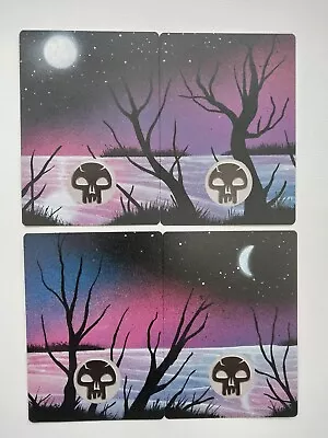 Magic The Gathering - Altered Art - Hand Painted - Colorful Swamp X4 • $10