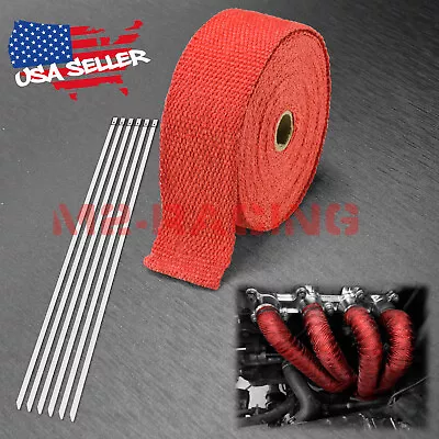 Red Exhaust Pipe Header Insulation Thermal Heat Wrap 2 X50' Motorcycle Car • $18.46