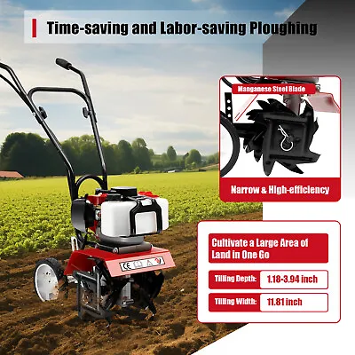 52CC 2-Stroke Rototiller Tiller Cultivator Garden Yard Lawn Gas Powered 6500RPM • $172.90