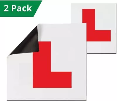 2 X Red Fully Magnetic Learner Driver L Plates For Learning Drivers Easy On Off • £3.19