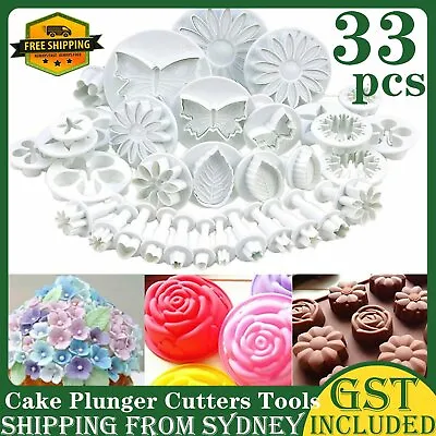 33PCS Cupcake Decorating Sugarcraft Cake Plunger Cutters Tools Fondant Icing AU • $13.45