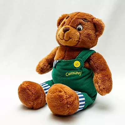 Vintage Eden Corduroy 1996 Plush Brown Green Overalls Teddy Bear 16  Stuffed Toy • $14.98