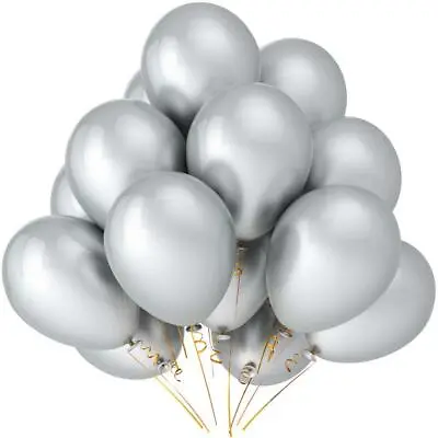 $9.99 • Buy Metallic Silver Balloons 12Inch 50pcs