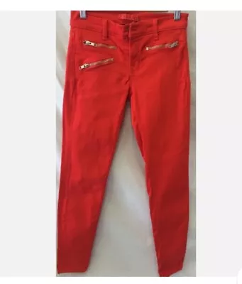 J Brand Women's Zoey Skinny Ankle Jeans Lipstick Red Zipper Accent Size 27 • $45