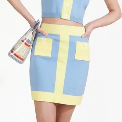 $40 • Buy STAUD Short Jig Skirt - Stretchy M L XL  - Colorblock Blue Yellow - Out Of Stock