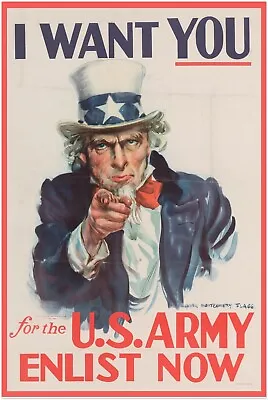 Uncle Sam US Army Recruitment - World War 2 Poster - WW2 Vintage Poster • $10.99