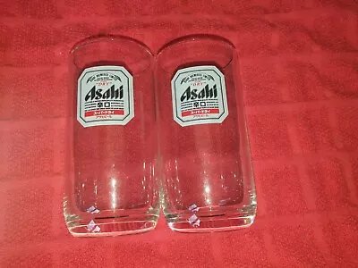 £3.99 • Buy Set Of 2 Asahi Half Pint Japanese Beer Glasses -  100% Genuine Official Home Bar