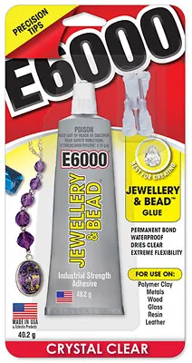 £11.86 • Buy E6000 JEWELLERY & BEAD Glue 40.2g Tube - Dries Clear/Waterproof/Permanent Bond