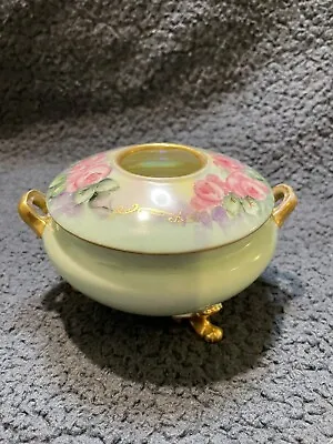 Vintage Limoges French Hand Painted Footed Hair Receiver • $15