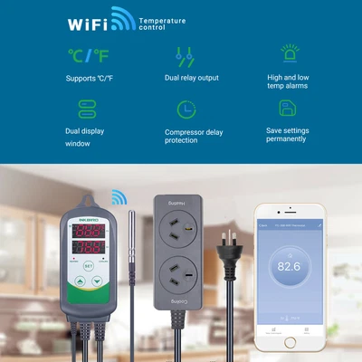 $59.49 • Buy WiFi Temp Controller Thermostat Remote Control ITC-308 Waterproof Aquarium Probe
