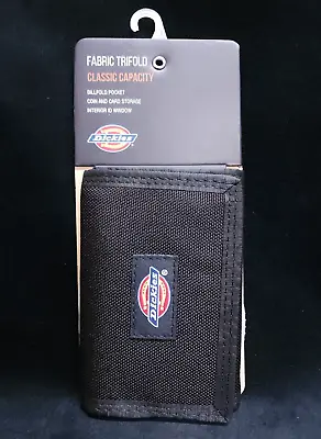 Dickies Mens Nylon Trifold Wallet Black Fabric One Size Tri Fold Billfold Pocket • $16.96