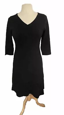 Ibex Teresa Dress Black 100% Zque Merino Wool Knit 3/4 Sleeves Sz M • $65