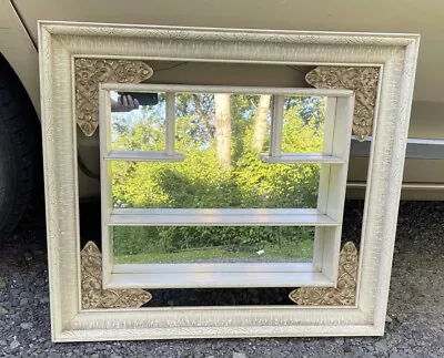 Vintage Wooden Mirrored Shadow Box Wall Display Shelves Windsor Mouldings 28x32 • $298