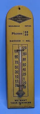 Bacon & Robinson Co Coal & Wood Bangor Maine Wooden Wall Thermometer Clean • $39