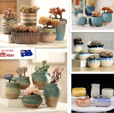 $19.99 • Buy 5 Pcs Set Pots Hand Made Pottery Ceramic Flower Plant Succulent Pots